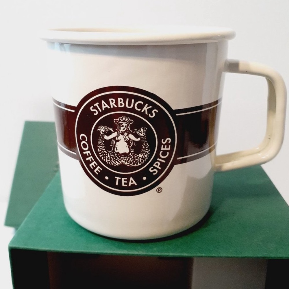 Rare Starbucks  Original logo enamel mug/with  green starbucks box